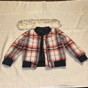 Tommy Hilfiger Kids Plaid Fleece Jacket with Faux Fur